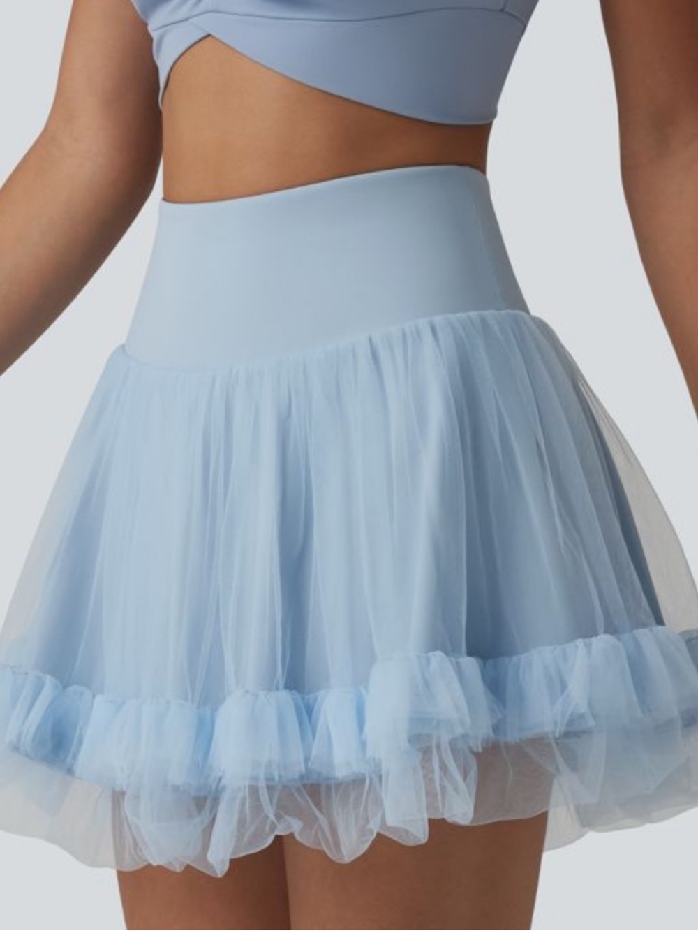 HALARA Light Blue Tulle Skort with Ruffled Hem - Picture 2 of 6